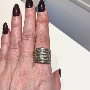 Sterling silver and diamond cocktail ring
